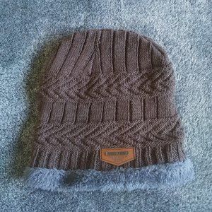 Song Ting Unisex Fur Lined Patterened Knit Beanie Hat